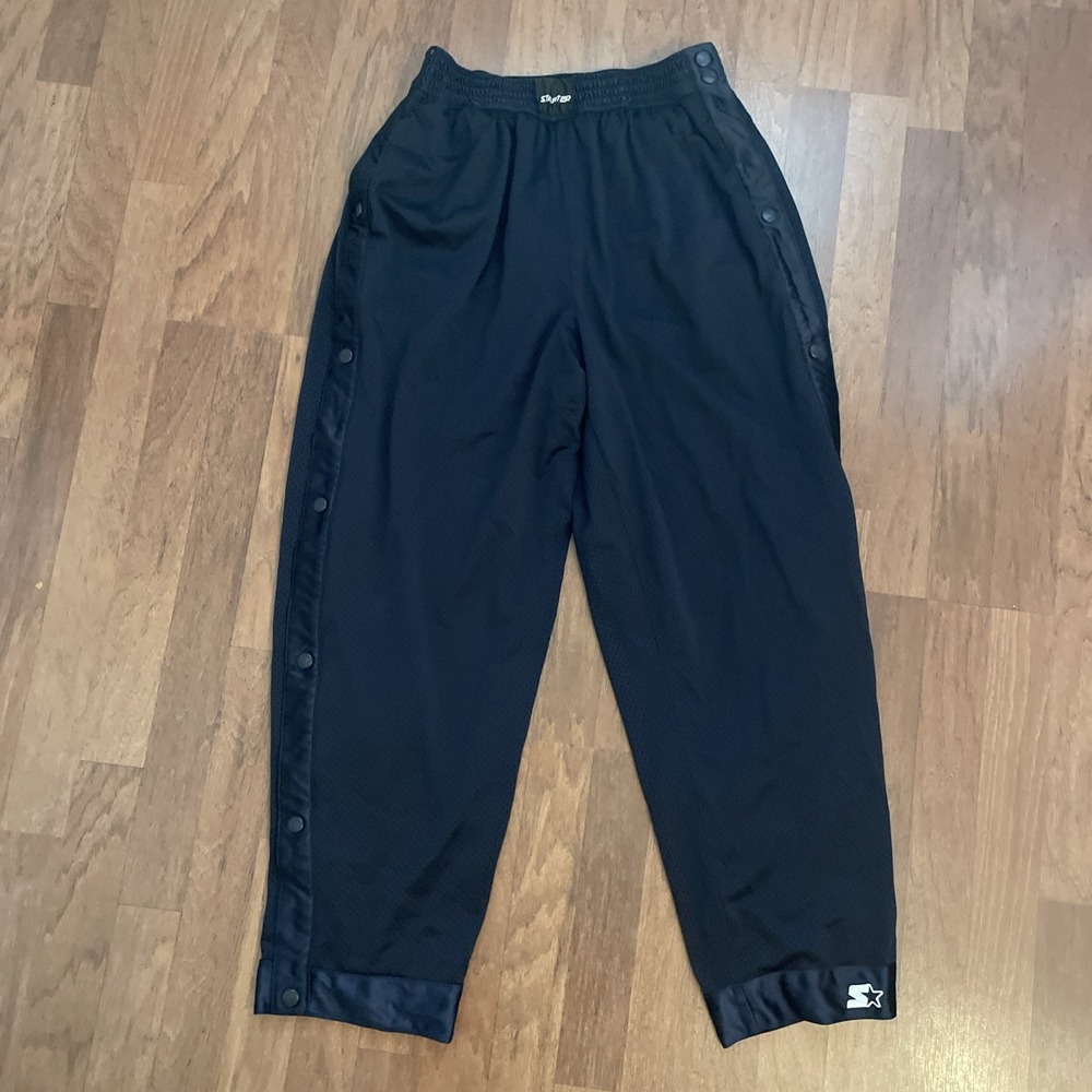 VTG Starter Breakaway Snap Track Pants Mens Medium Navy Side Warm Up Basketball